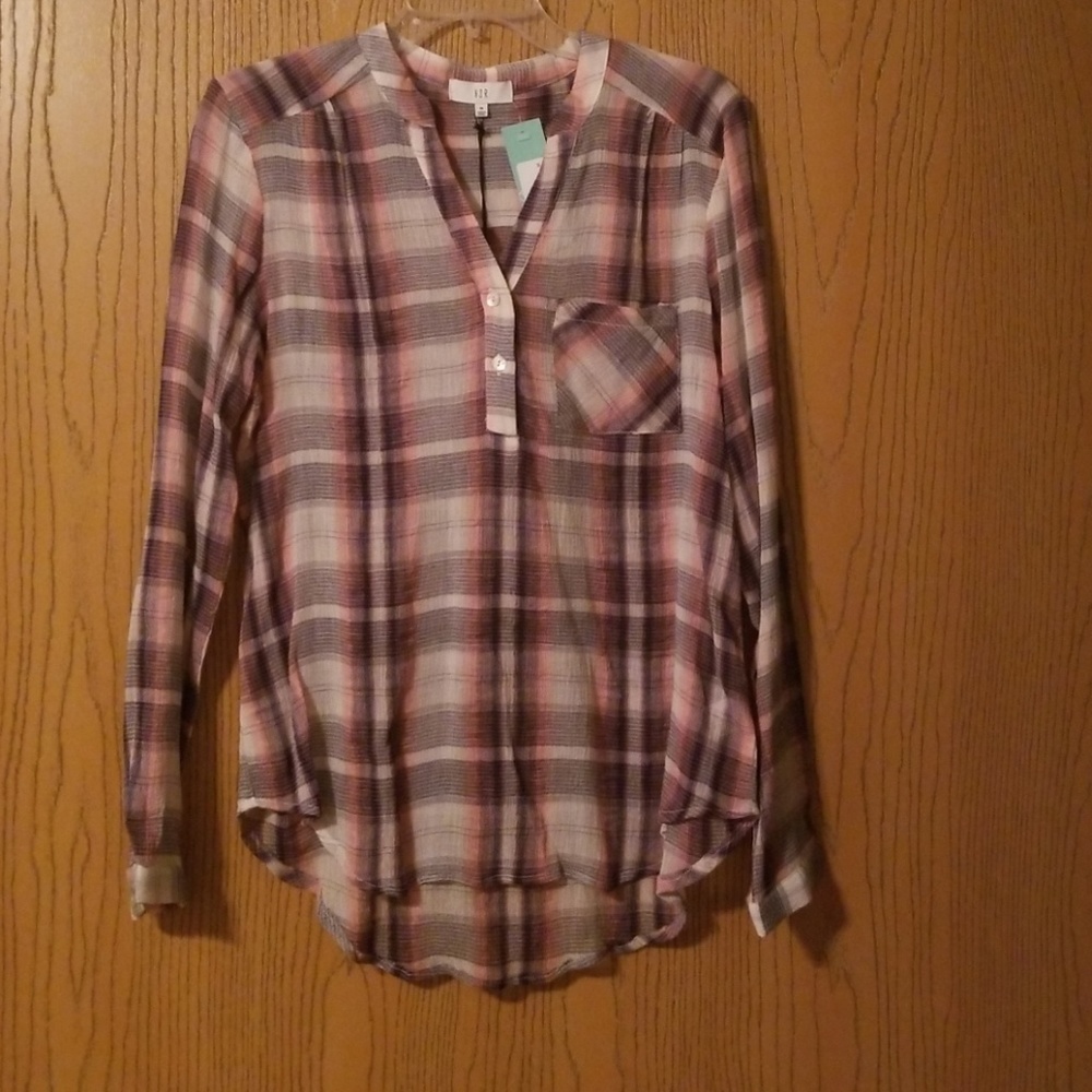 Plaid flannel half button down.